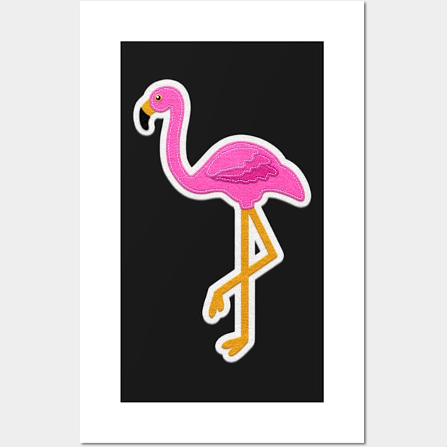 Pink Flamingo Felt Look with Stitching | Cherie's Art(c)2020 Wall Art by CheriesArt